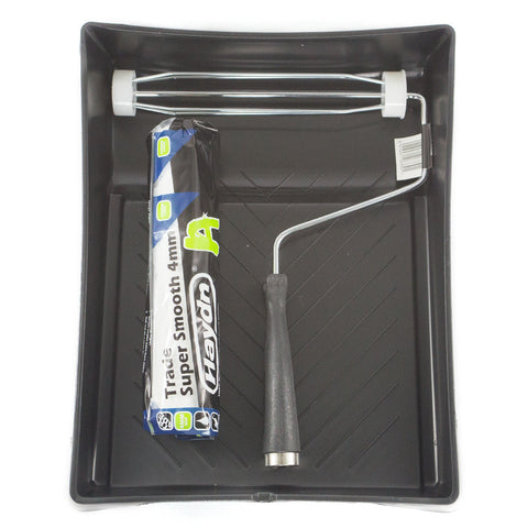 Haydn Paint Kit Roller Sleeve Smooth 230mm 4mm Nap Tray Frame