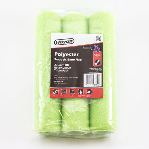 Haydn Paint Roller Sleeve Smooth 230mm 6mm Nap 3 Pack