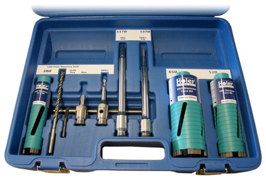Masonry Diamond Core Drill Bit Kit 38mm 52mm 62mm Plus Adaptors