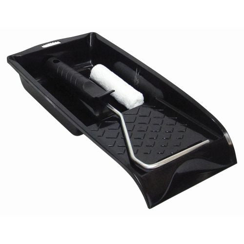 Mini Paint Roller Kit With Tray 100mm x 6mm Nap Sleeve 29cm Handle