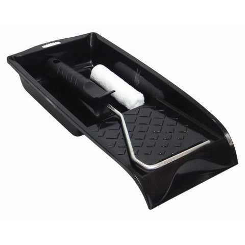 Mini Paint Roller Kit With Tray 100mm x 6mm Nap Sleeve 29cm Handle