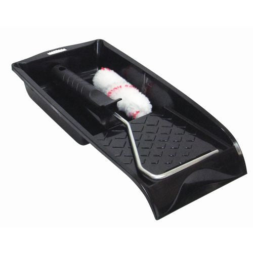 CQ Mini Paint Roller Kit With Tray 100mm x 13mm Nap Sleeve 29cm Handle