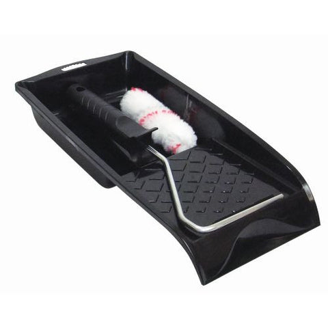 CQ Mini Paint Roller Kit With Tray 100mm x 13mm Nap Sleeve 29cm Handle