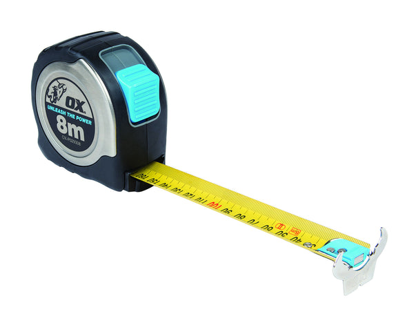 Ox Tape Measure Pro Stainless Steel Case Magnetic Hook 8m