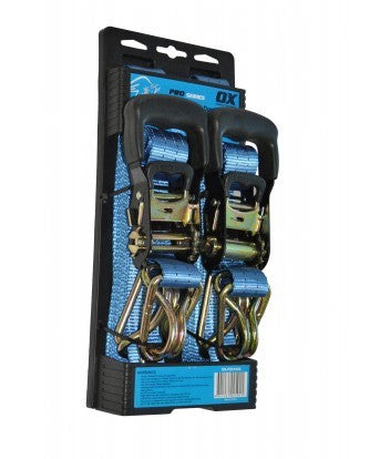 OX Professional 35x6M Ratchet Tie Down 2 Pack