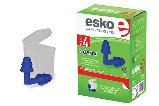 Esko Earplugs Vortex Reusable Uncorded Individual Storage 50 Pairs