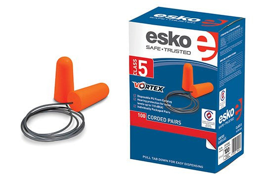 Esko Earplugs Foam Corded 100 Pairs